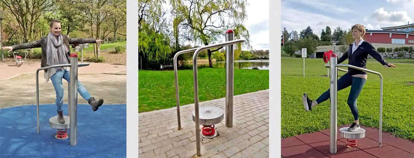 trainierende Frau, Fitnessgerät Gleichgewichtstrainer, trainierende Frau 